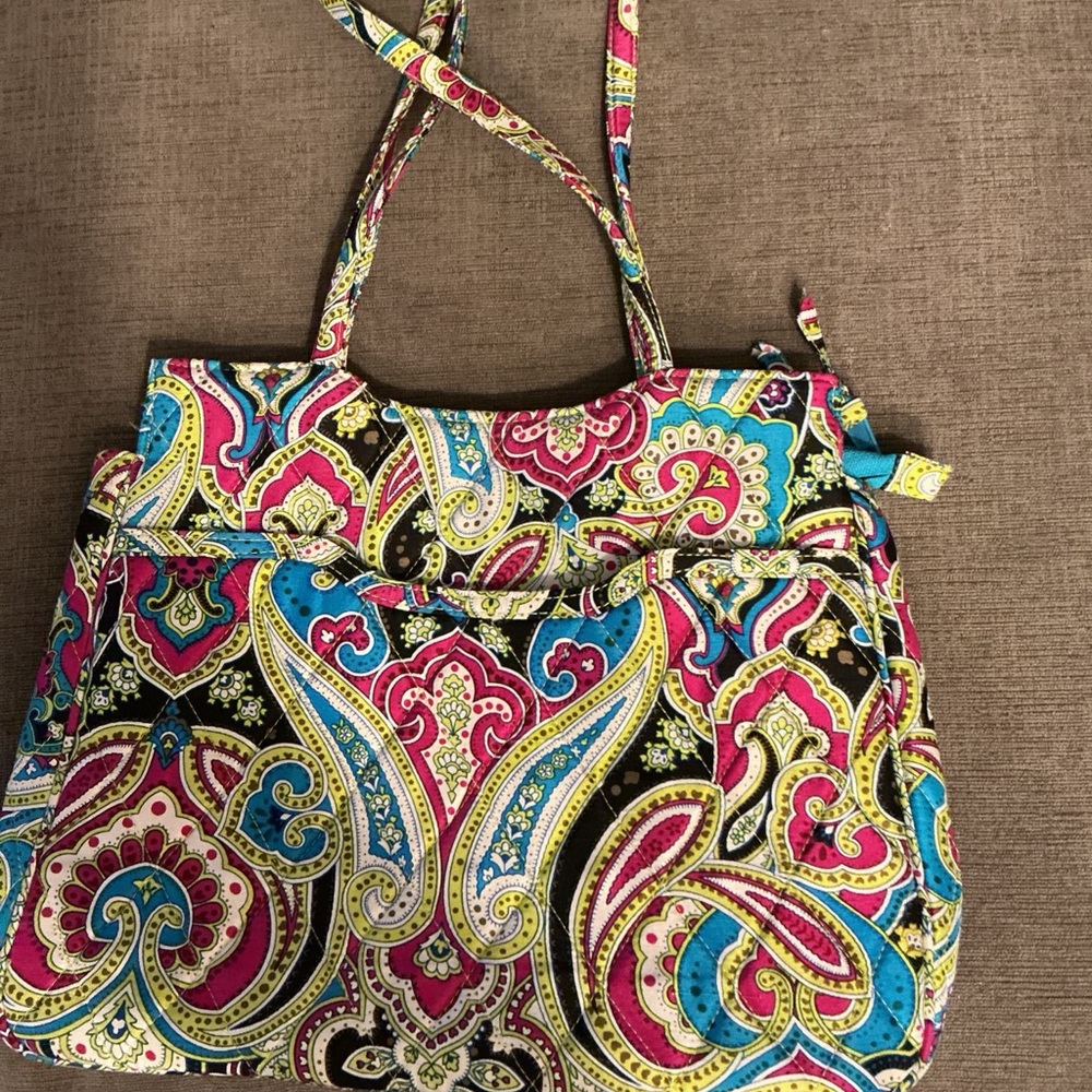 Vintage Vera Bradley Paisley Tote Shoulder Bag - Pink, Blue & Yellow
